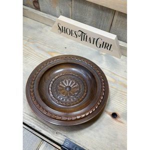 𝅺8” carved wall hanging decorative wooden plate carved flower
